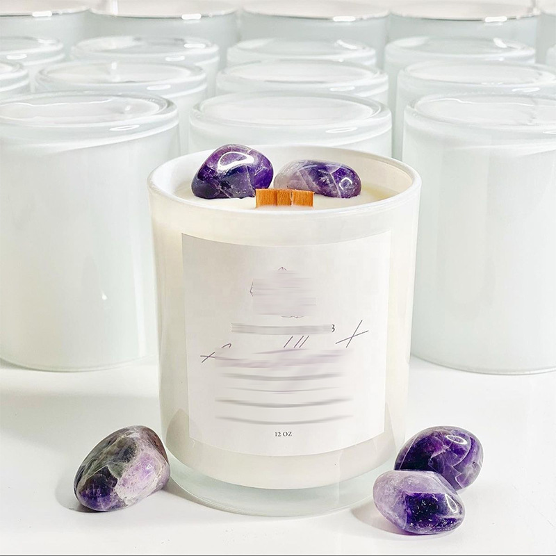 Custom Label Crystal Candle Non Toxic Soy Wax Scented Candles Ignited With a Crackling Wooden Wick Candles