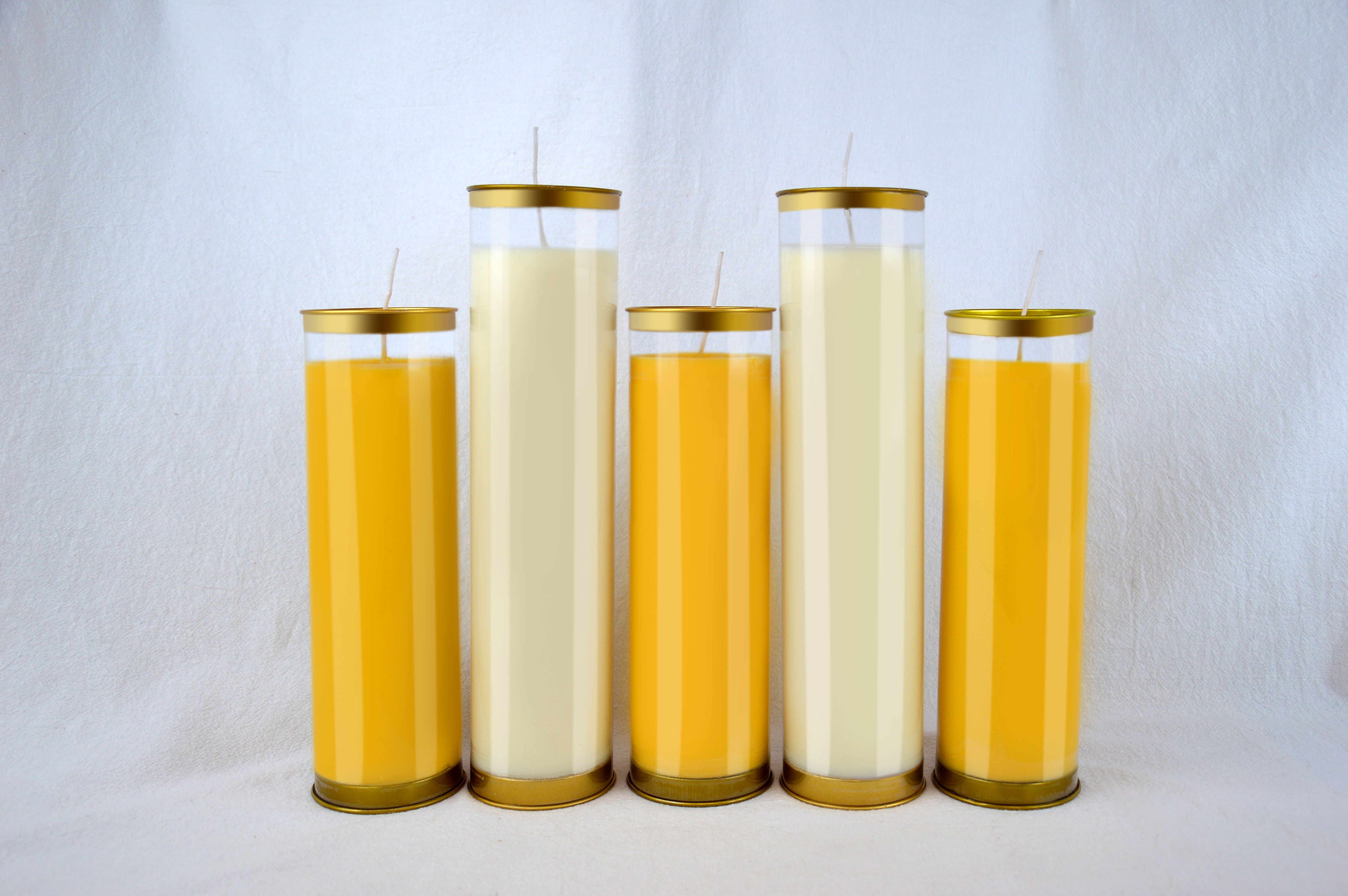 Custom Prayer Candles 7 Day White Church Votive Candles Vegetable Oil Wax in Plastic Jar Candles