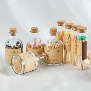 Custom Colorful Match Sticks In Glass Jar Bottle Matches Wooden Matchsticks In Bottle Candle Aromatherapy