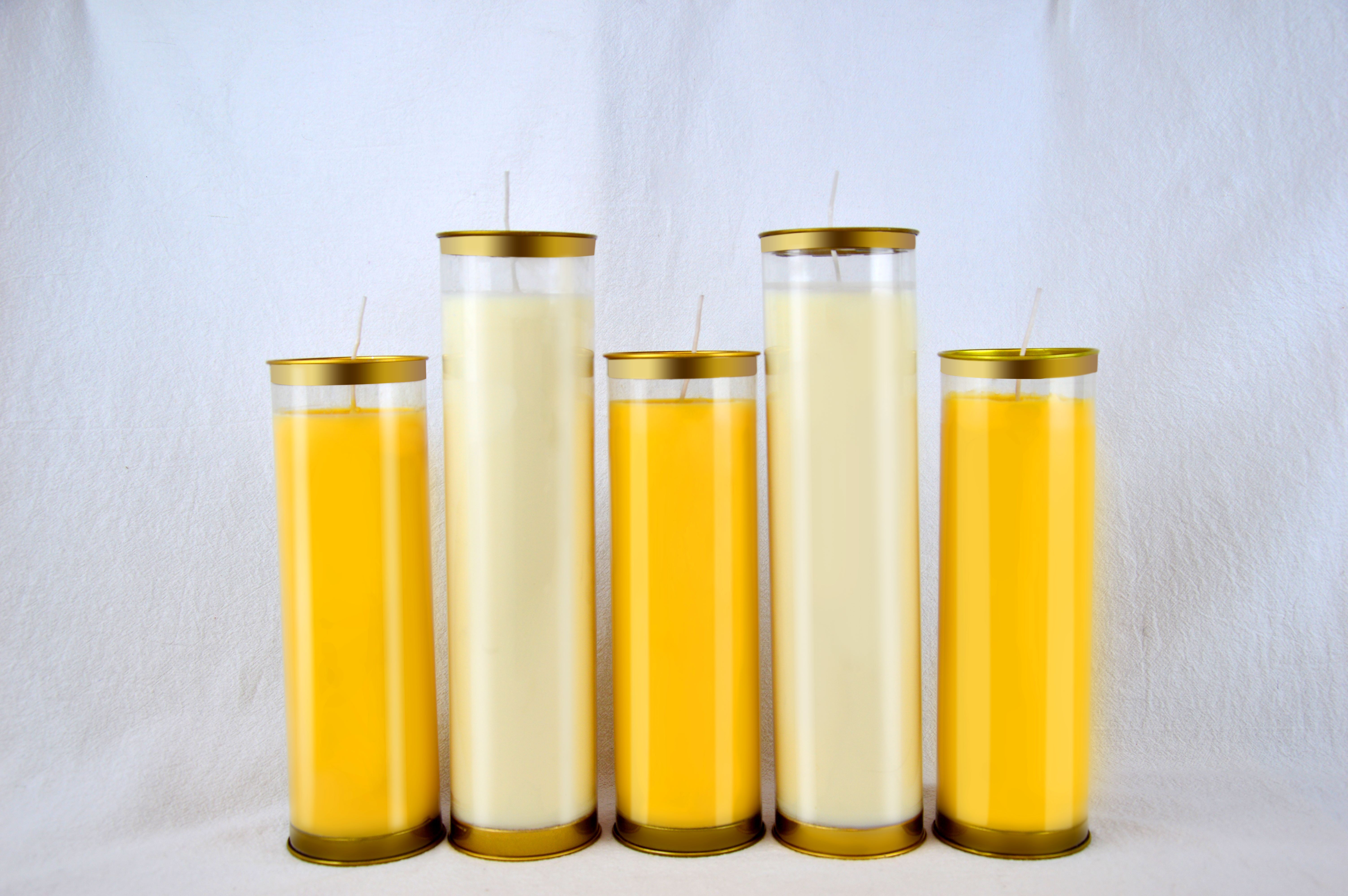 Custom Prayer Candles 7 Day White Church Votive Candles Vegetable Oil Wax in Plastic Jar Candles