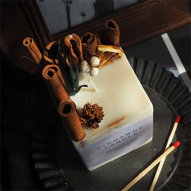 custom Wedding Home decoration gift natural Cinnamon dry flowers  with  orange slices luxury scented candle