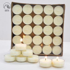 100 Pack Unscented Ivory Clear Cup Tea Light Candles for Dinner Wedding Party Spa Church Home Decor Tealight