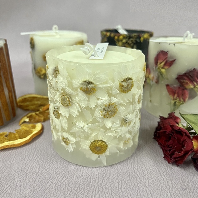 MuShuWu Wholesale DIY Dried Flower Healing 100% Soy Wax Scented Candle, Dried Flower Candle Private Label.