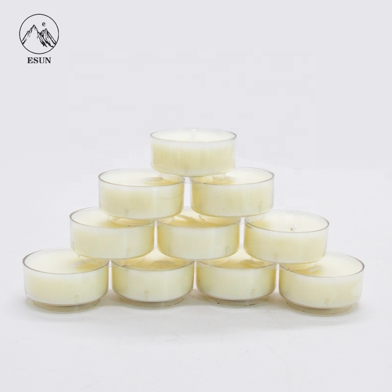 100 Pack Unscented Ivory Clear Cup Tea Light Candles for Dinner Wedding Party Spa Church Home Decor Tealight