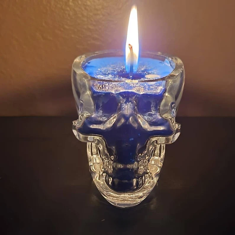 Wholesale New Design Halloween Gift Home Decoration Skulled Skeleton Scented Glass Jar Candle