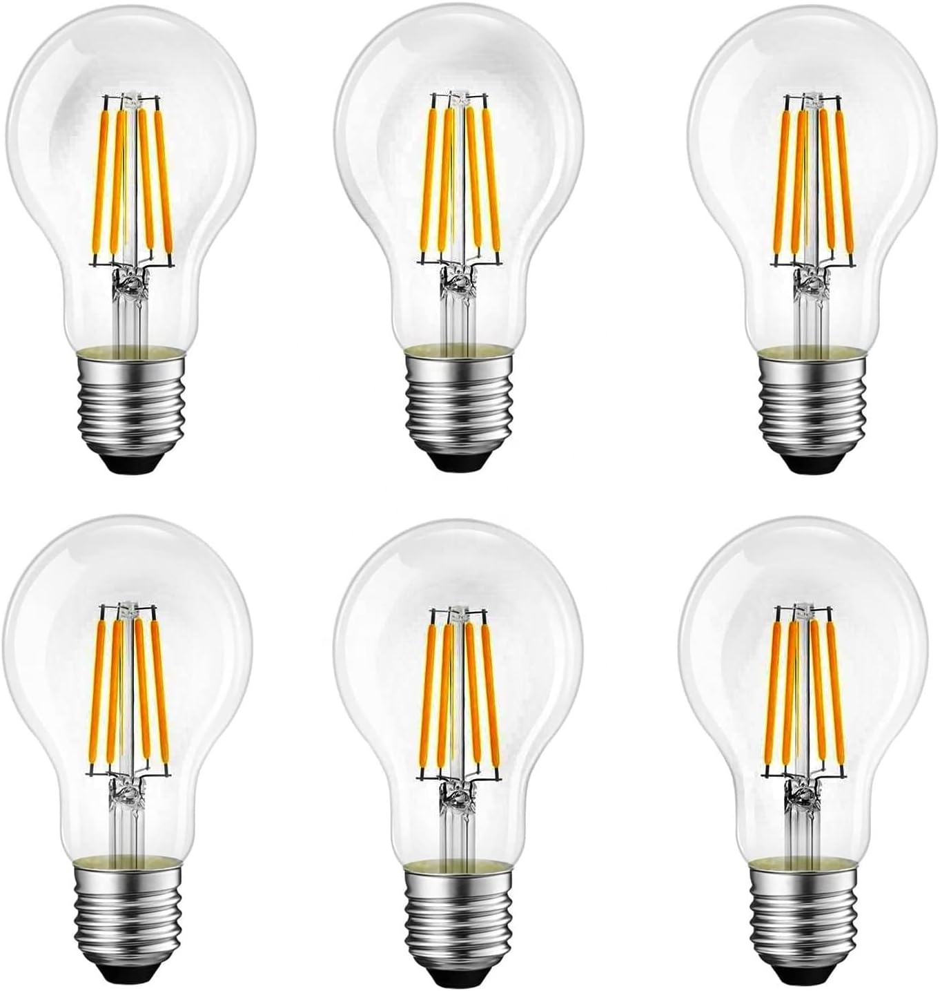 E27 LED Light Bulbs 40 Watt Equivalent Warm White 2700K 4W Classic Clear Glass A19 LED Filament Bulb Non-Dimmable