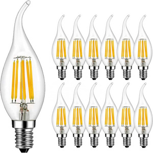 E14 Candle LED Bulb 6 W 2700K C35 Light Bulb Filament Lamp for Chandelier Filament Retrofit Classic Non-Dimmable