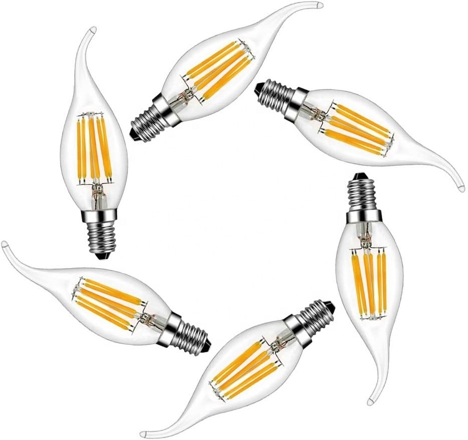 vintage LED Bulb Replaces 40 W Incandescent Bulb Warm White 2700 K LED Filament E14 C35 Filament Lamp for Chandeliers 4W