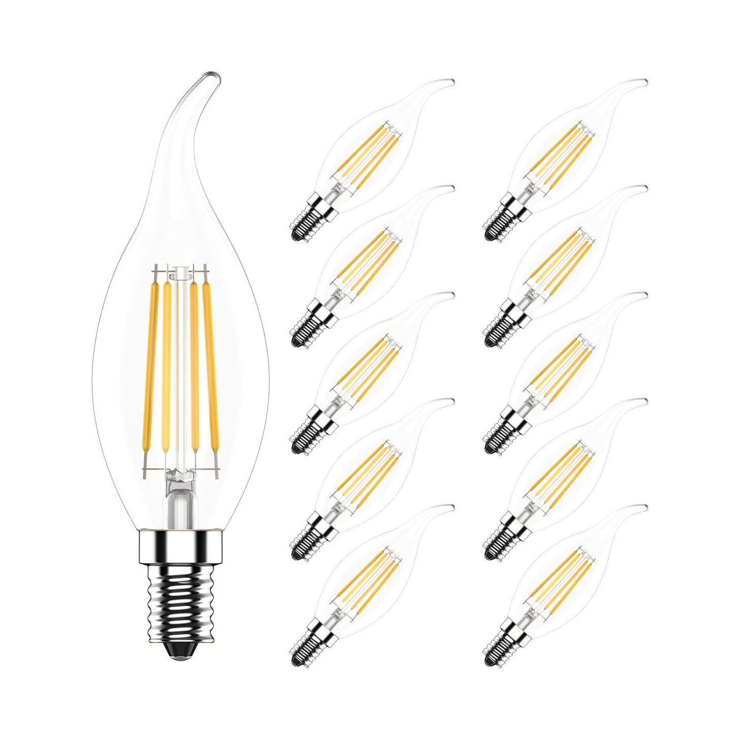 E14 Vintage Candelabra LED Bulbs 4W C35 2700K LED Chandelier Bulbs C35 Filament LED Candle Bulb