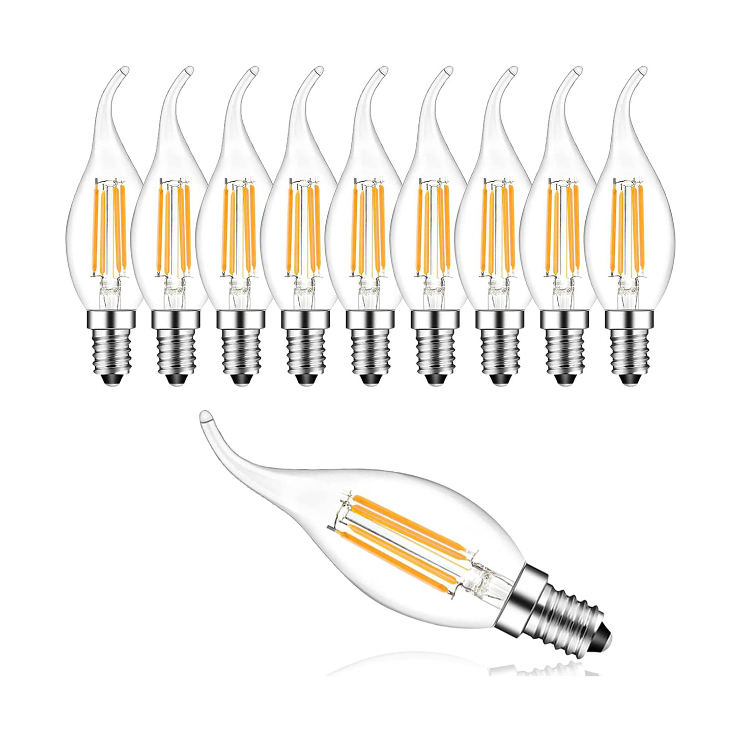 E14 Vintage Candelabra LED Bulbs 4W C35 2700K LED Chandelier Bulbs C35 Filament LED Candle Bulb