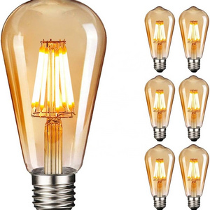 E27 LED Vintage Light Bulb 8W ST64 LED Lamp 2700K Warm White Amber Glass Decorative Edison Bulbs and Retro Lighting