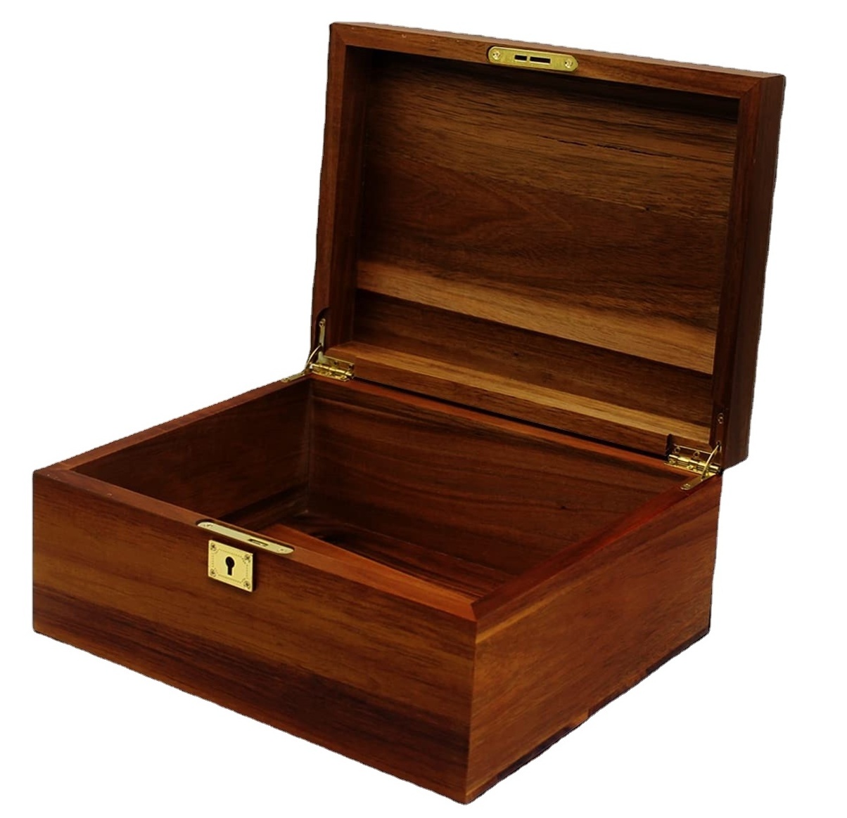 Large wooden storage box Decorative wooden box with hinged lid and locking key Premium keepsake box