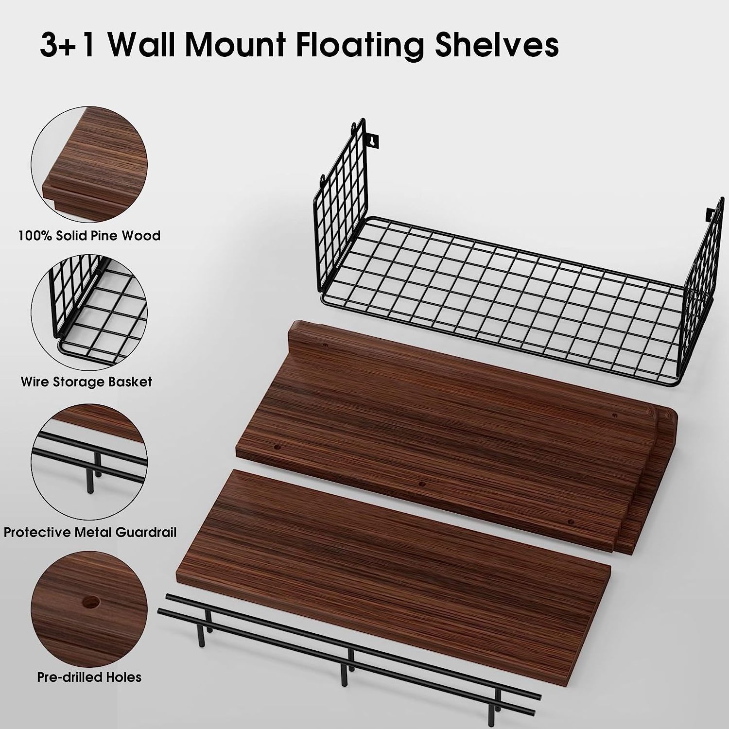 Shelf with steel wire storage basket wall mounted bathroom rack suitable for bathroom decoration bedroom living room kitchen