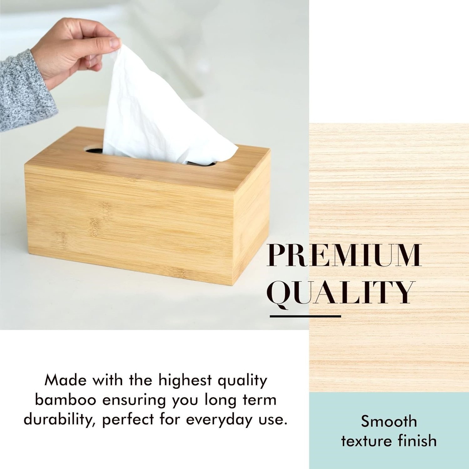 Modern simple and durable wooden tissue box easy to supplement with high-quality bamboo tissue box cover rectangular shape