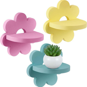 3 Pcs Daisy Flower Plant Wall Shelf Cute Small Nursery Floating Shelves Hanging Shelf for Girls Bedroom