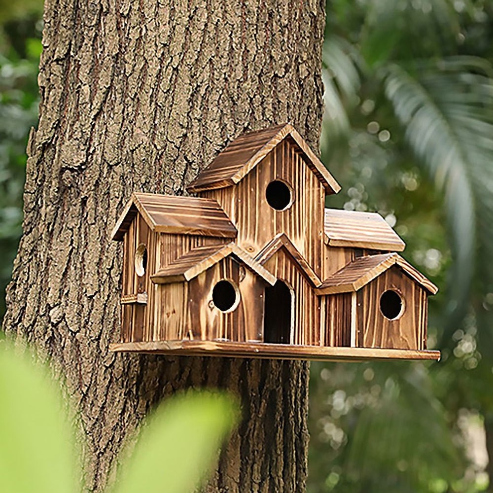 Hot Sale Humming Bird and Insect Houses hanging bird feeders Solid Wood Blackbird Nesting Box Weatherproof Wooden Bird Houses