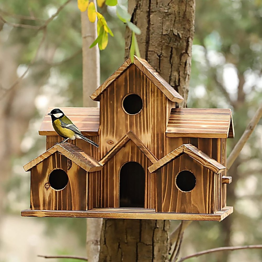 Hot Sale Humming Bird and Insect Houses hanging bird feeders Solid Wood Blackbird Nesting Box Weatherproof Wooden Bird Houses