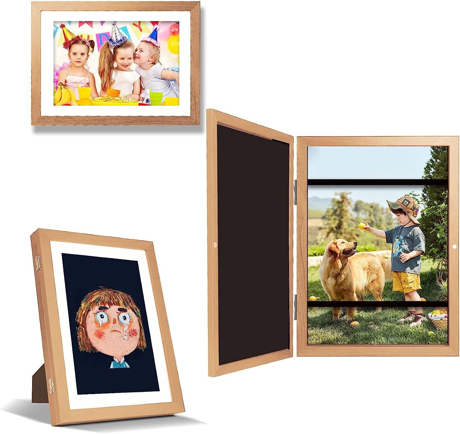 Kids Art Frames Front Opening Kids Artwork Frames Changeable Picture Display Holds 50 Pcs for 3D Picture