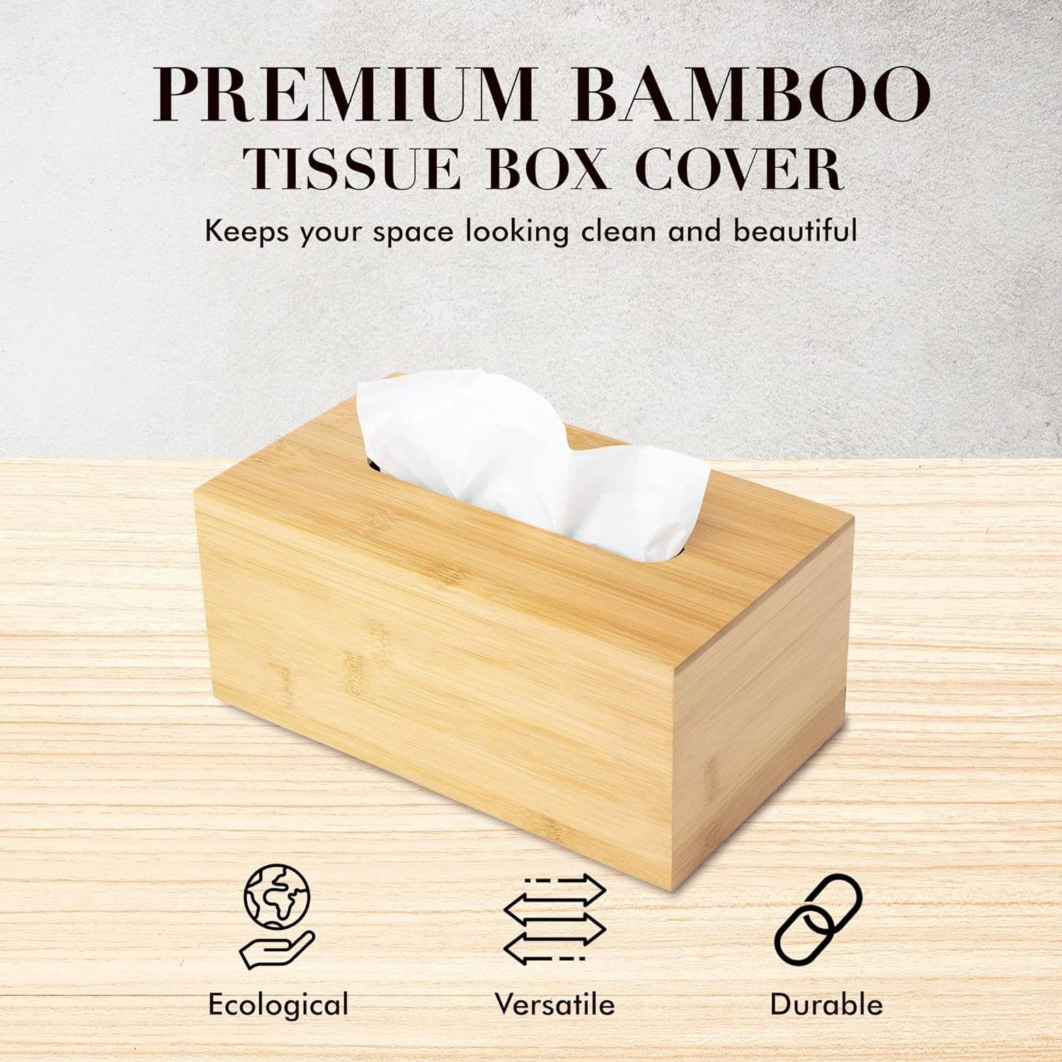 Modern simple and durable wooden tissue box easy to supplement with high-quality bamboo tissue box cover rectangular shape