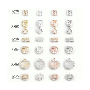 L208-227 3D nail parts full zircon material Gold Silver Platinum Rose Gold Japan Luxury Design Brand Logo Nail Decoration