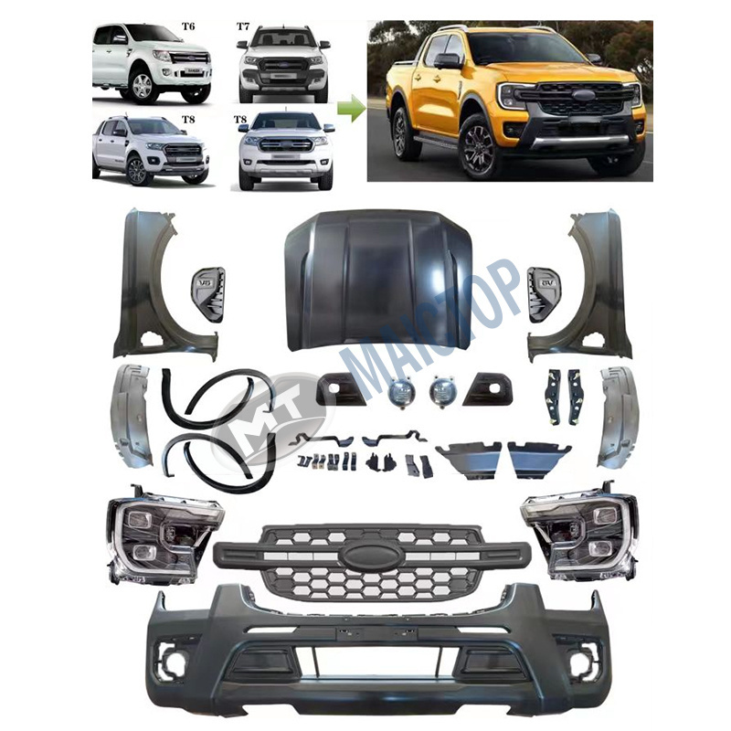 Maictop Car Accessories Facelift Bumper Bodykit for Ford Ranger Body Kit T6 T7 T8 2012-2021 Upgrade to T9 2023 Raptor