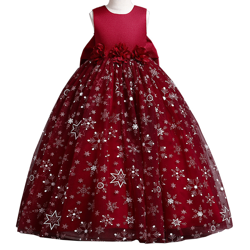 High Quality Dress Kids Princess Printed Flower Christmas Evening Girls Girls Party Dresses Kids Dresses For Girls