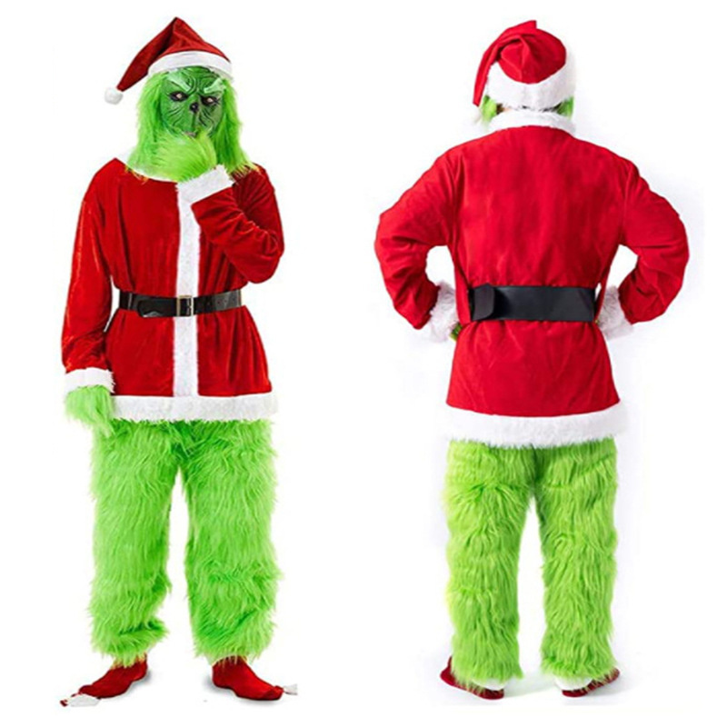 2023 Wholesale Adult Male Christmas Costume Halloween Set Green Christmas Party Costume Set christmas costume