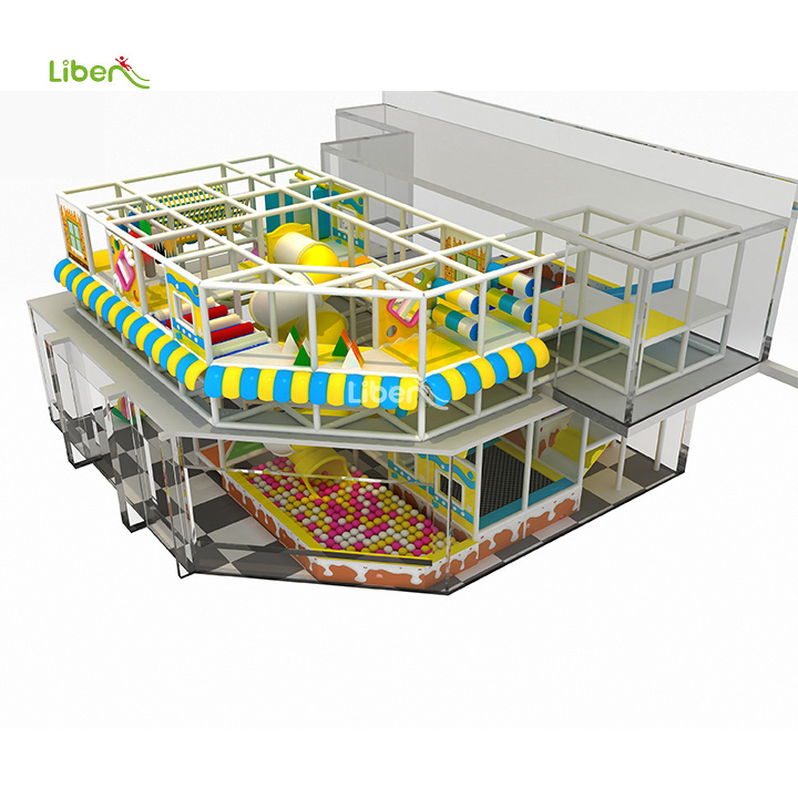 Double layered fun indoor amusement park slip jump park indoor playground