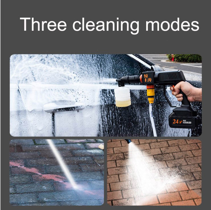 Cordless Portable High Pressure Electric Car Washer Gun 24V Rechargeable Battery Spray Foam Cleaning Gun Kit