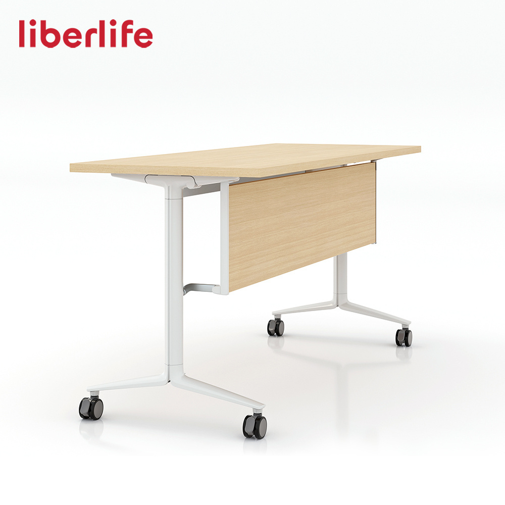 Popular Design Office Metal Adjustable Frame Flip Top Flipper Folding Training Table with Casters