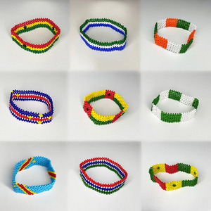 Nigeria Ghana Gambia Congo Senegal Guinea Bissau Sierra Leone Ivory Coast Mali Guinea Cape Verde Flag Beaded Bracelet