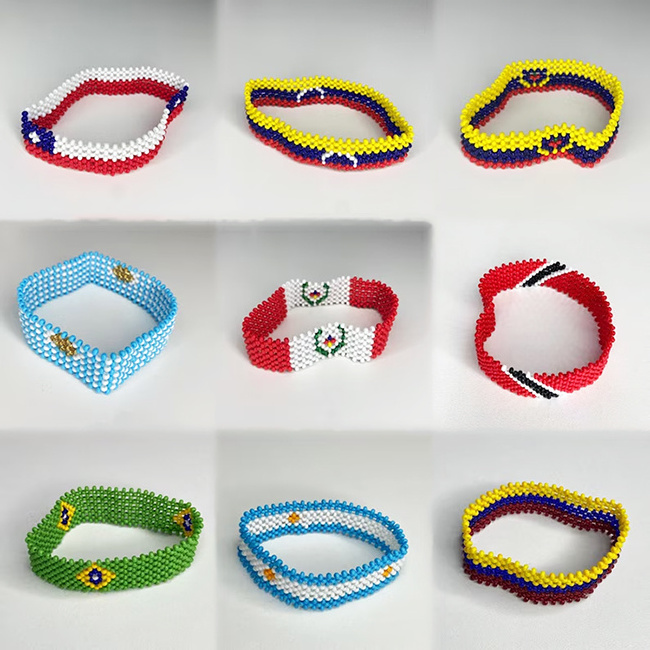 Brazil Argentina Colombia Chile Ecuador Trinidad Uruguay Venezuela Peru South American countries Flag Beaded Bracelet