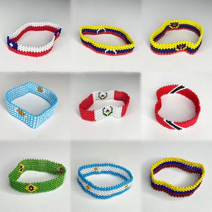 Brazil Argentina Colombia Chile Ecuador Trinidad Uruguay Venezuela Peru South American countries Flag Beaded Bracelet