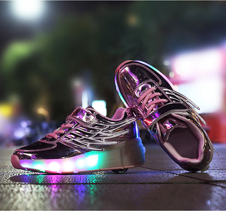 High quality USB Rechargeable LED Light Roller Shoes Wheel Skate Sneaker Shoes for Boys Girls Kids