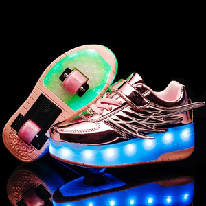 High quality USB Rechargeable LED Light Roller Shoes Wheel Skate Sneaker Shoes for Boys Girls Kids