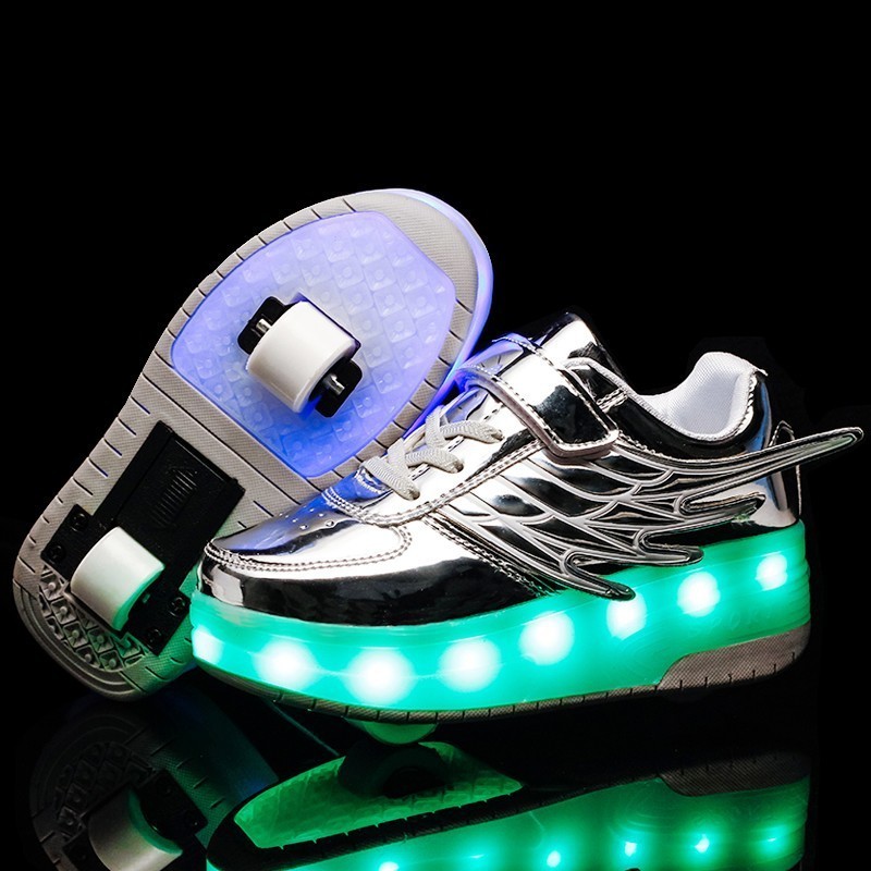 High quality USB Rechargeable LED Light Roller Shoes Wheel Skate Sneaker Shoes for Boys Girls Kids