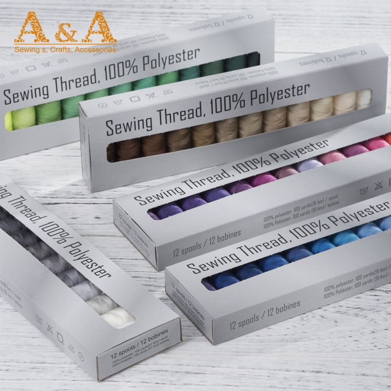 AA wholesale 40s/2 spun polyester embroidery sewing thread with heat set