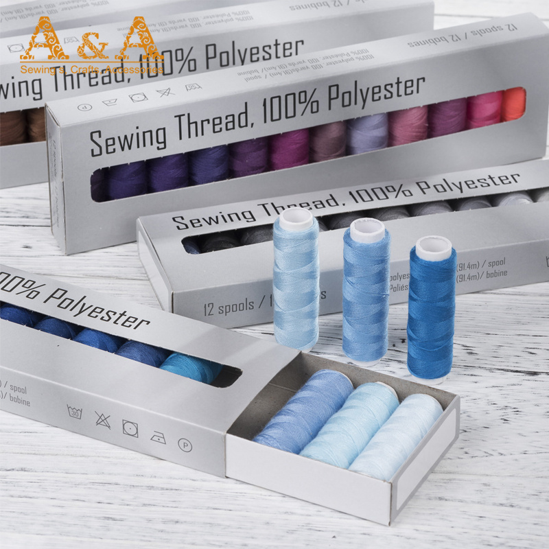 AA wholesale 40s/2 spun polyester embroidery sewing thread with heat set