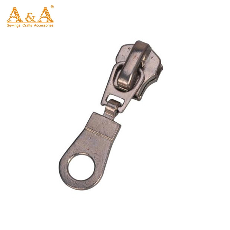 Factory custom durable and reusable zip slider, luggage metal zipper slider puller