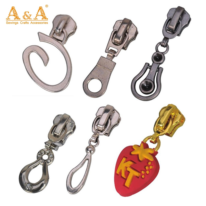 Factory custom durable and reusable zip slider, luggage metal zipper slider puller