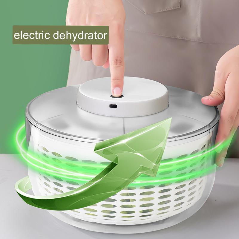 Plastic Electric Salad Spinner Slicer Fruit Vegetable Washer And Dryer Larger Kitchen Vegetable Spinner