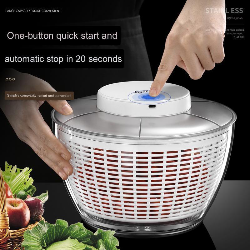 Vegetable Dehydrator Electric Quick Cleaning Dryer Fruit and Vegetable Dry and Wet Separation Draining Salad Spinner