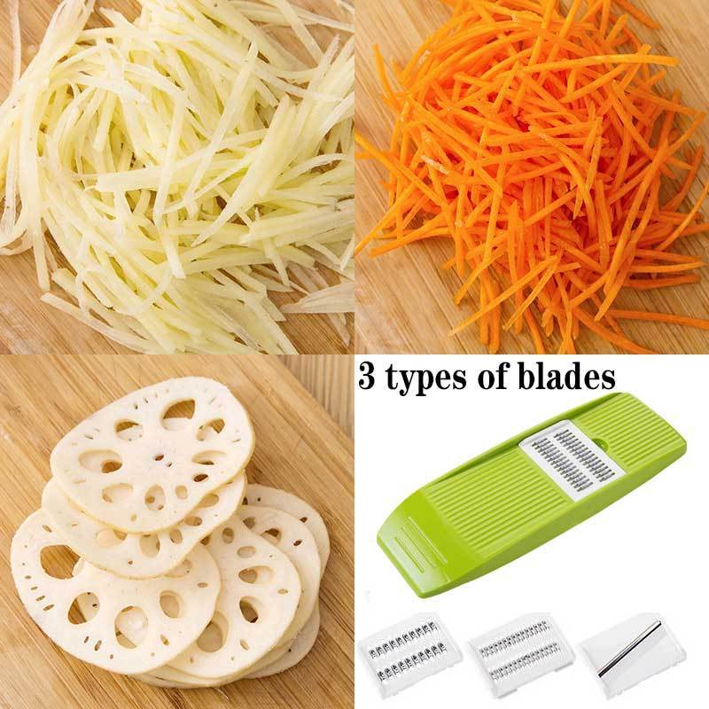 Multifunction Slicer Stainless Steel Vegetable Slicer with 3 Blades Potato Julienne Slicer Cutter