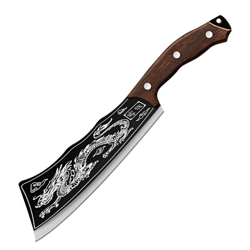 Custom logo Kitchen Knives Damascus chef Knife forged dragon pattern bone chopping knife with wood handle