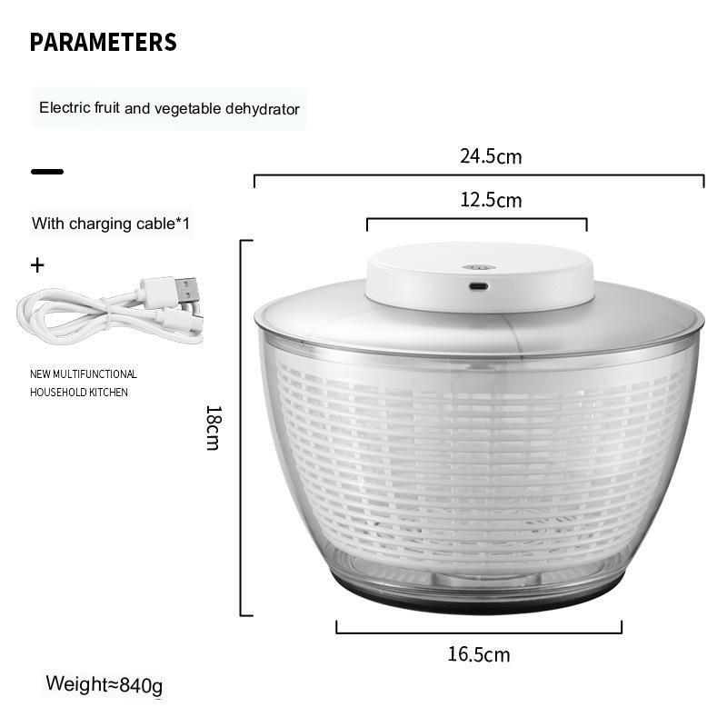 Vegetable Dehydrator Electric Quick Cleaning Dryer Fruit and Vegetable Dry and Wet Separation Draining Salad Spinner