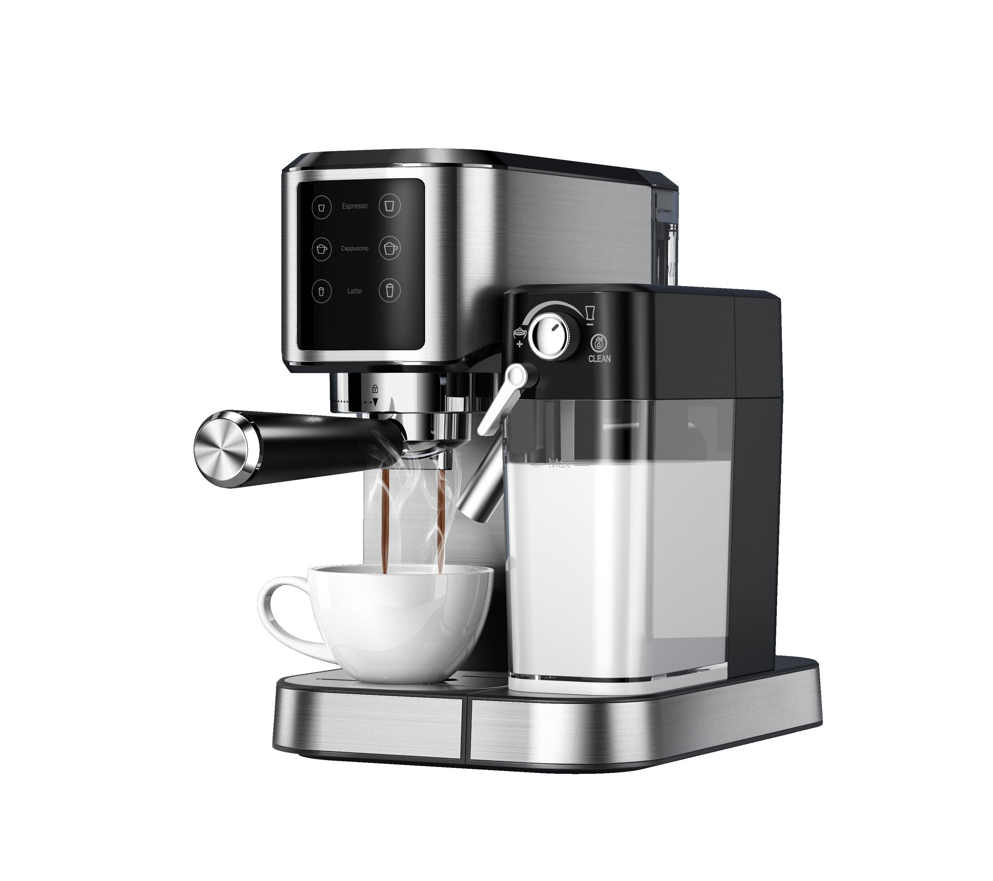 Wholesale Steam Espresso And Cappuccino Maker Stainless Steel Coffee Maker Espresso Machine with milk tank