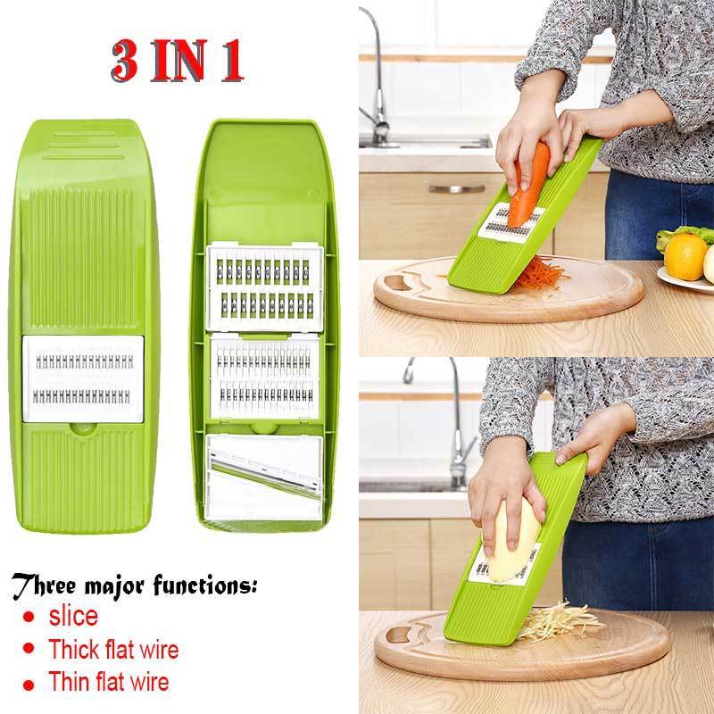 Multifunction Slicer Stainless Steel Vegetable Slicer with 3 Blades Potato Julienne Slicer Cutter