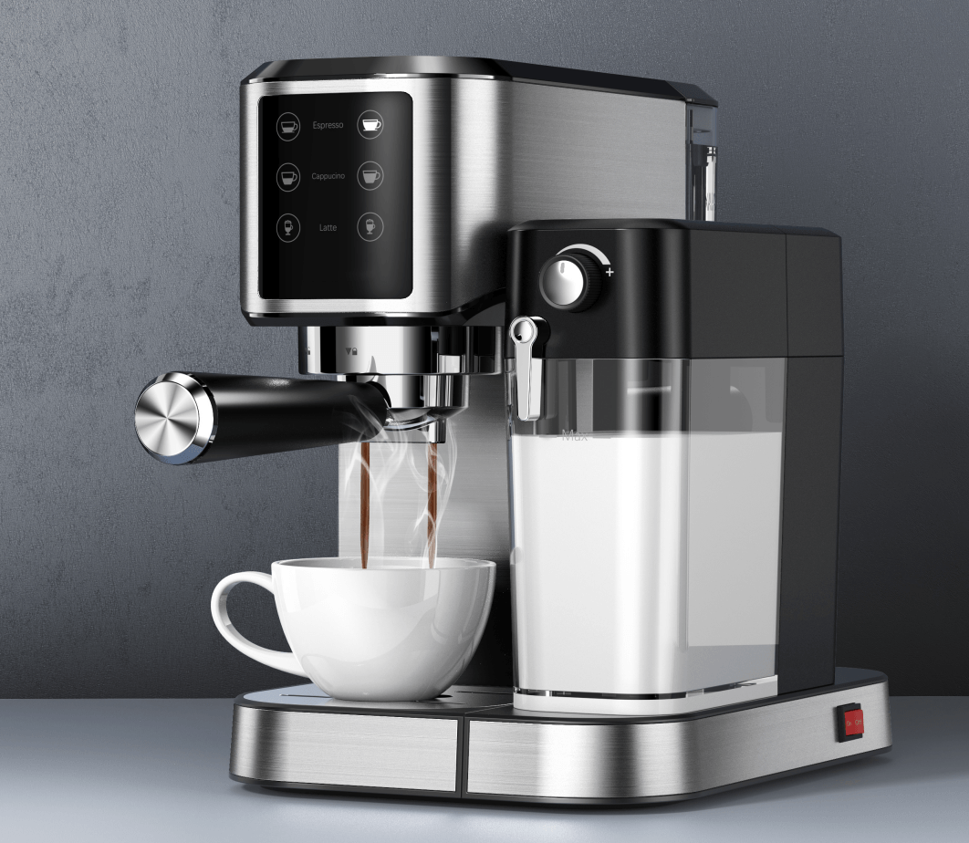 Wholesale Steam Espresso And Cappuccino Maker Stainless Steel Coffee Maker Espresso Machine with milk tank