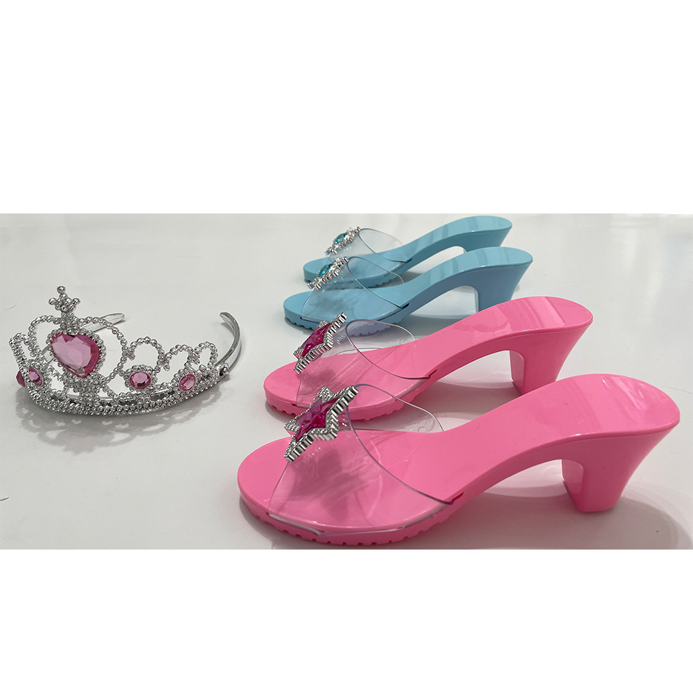 Hot Selling girls princess dress up set jewelry toy high heel shoes role play fashion accessories of crowns