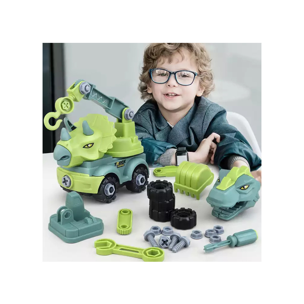 DIY disassembly dinosaur 4 in 1 engineering vehicle dinosaur car toy set screw nut assembly Kids toys